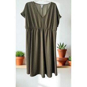 Plus Maternity ingrid isabel maternity 2XL Polka Dot Fit & Flare Fall Dress XXL